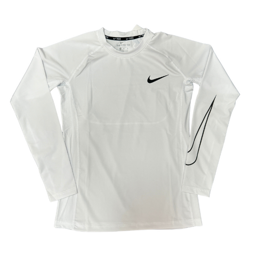 N|K£ PRO Dri-FIT Men's Tight-Fit Training Long Sleeve T-Shirt White