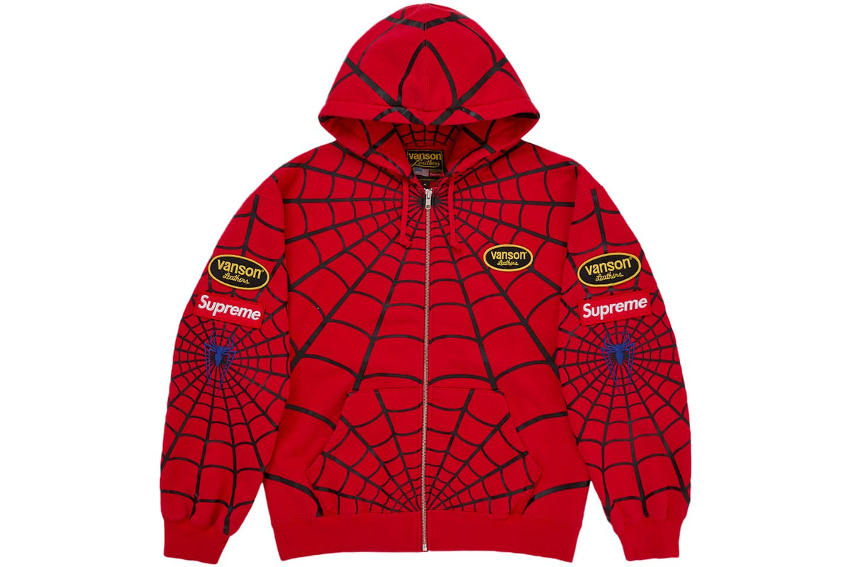 SVPR£M£ x VANS0N Leathers Spider-Man Zip Up Hooded Sweatshirt 'Red' Chosen mode