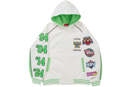 WHITE SVPR£M£ Playoffs Zip-Up Hoodie