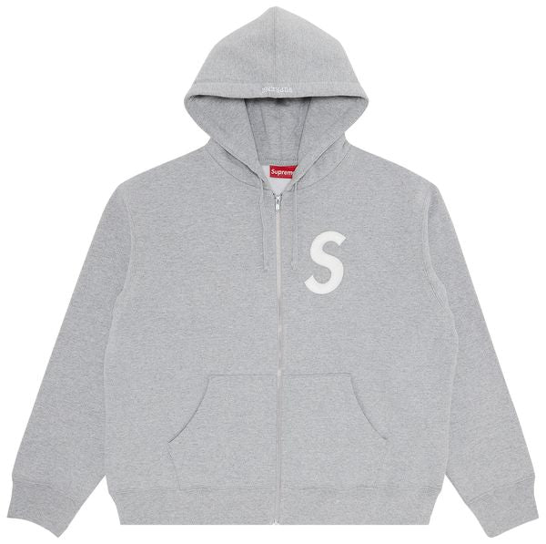SVPR£M£ S Logo Zip Up Hooded Sweatshirt 'Heather Grey'