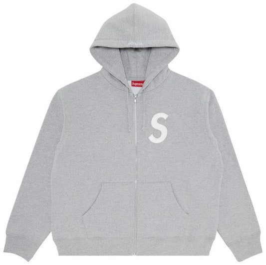 SVPR£M£ S Logo Zip Up Hooded Sweatshirt 'Heather Grey'
