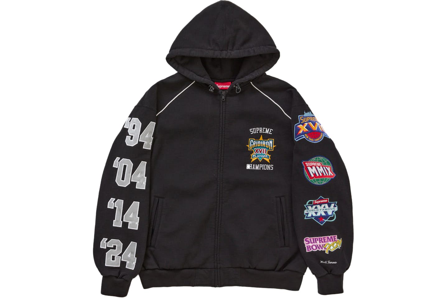 BLACK SVPR£M£ Playoffs Zip-Up Hoodie