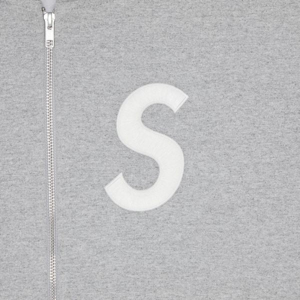 SVPR£M£ S Logo Zip Up Hooded Sweatshirt 'Heather Grey'
