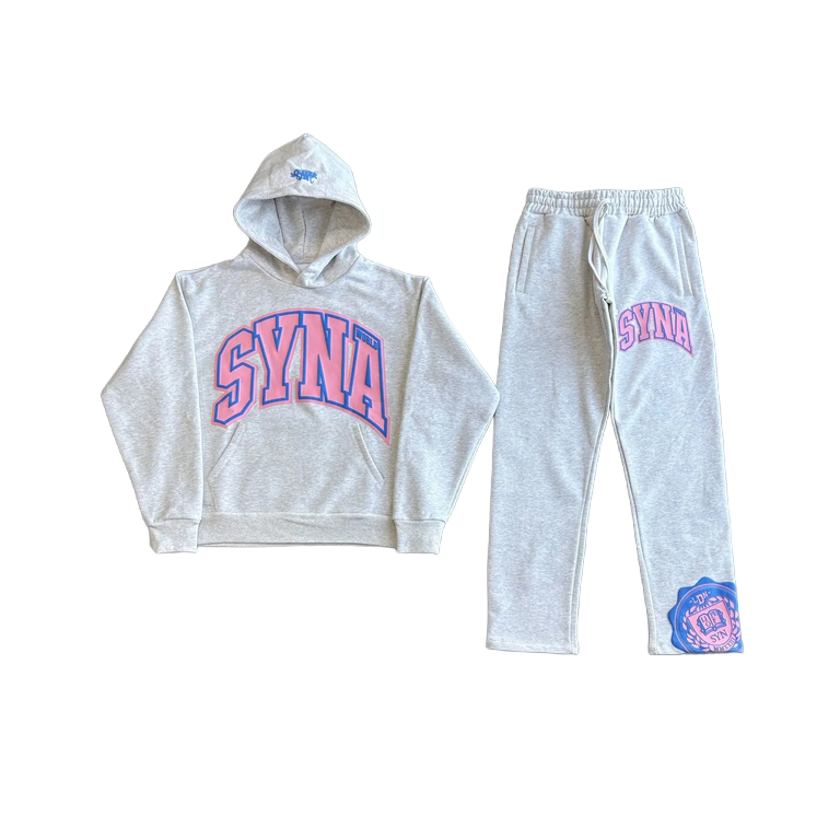 SYNV World College Logo Tracksuit - Grey / Pink – Royal Culture