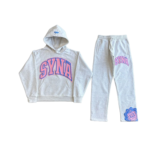 SYNV World College Logo Tracksuit - Grey / Pink – Royal Culture