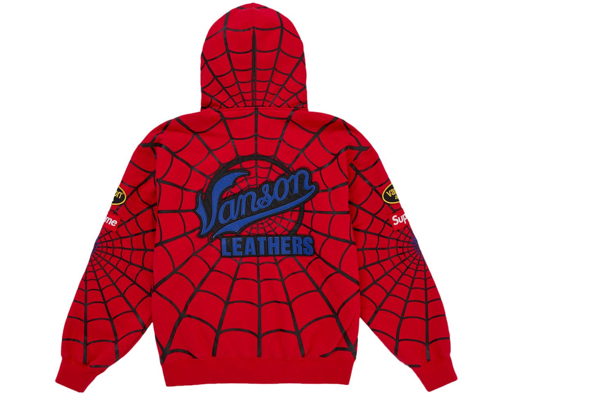 SVPR£M£ x VANS0N Leathers Spider-Man Zip Up Hooded Sweatshirt 'Red' Chosen mode