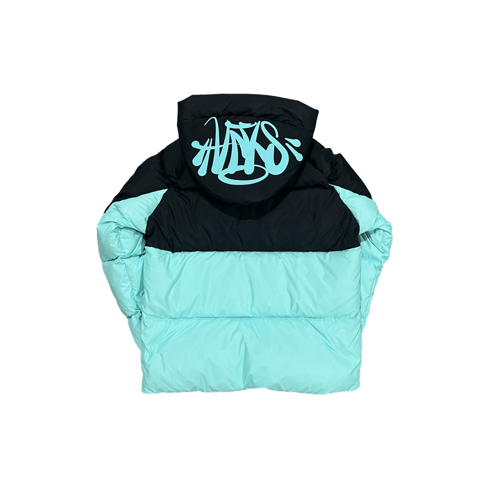 Synv world World Logo Puffer Jacket - Black / Teal Chosen mode