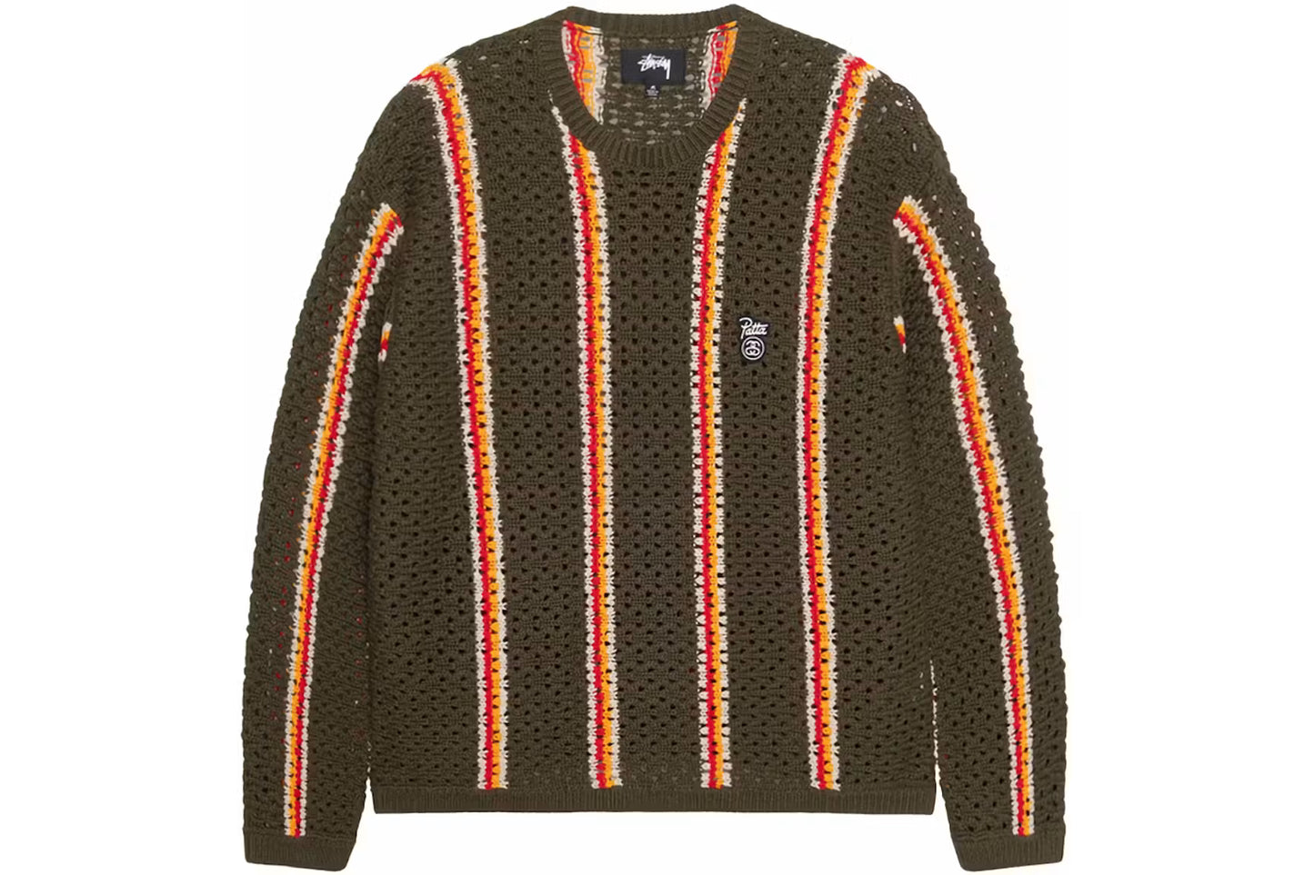 STVSSY x PVTTV Striped sweater ample gauge Olive