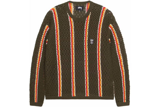 STVSSY x PVTTV Striped sweater ample gauge Olive